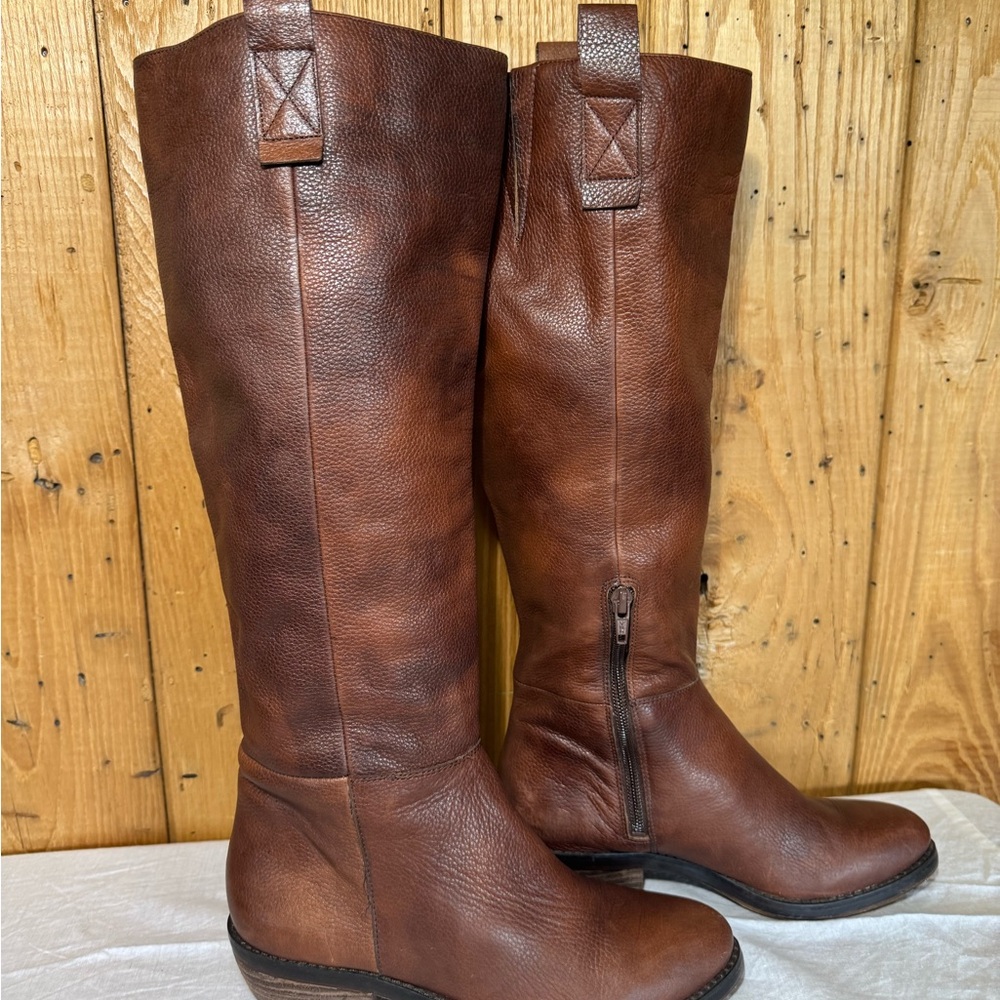 Arturo Chiang Tall Brown Leather Riding Boots 5.5 M - Picture 7 of 14